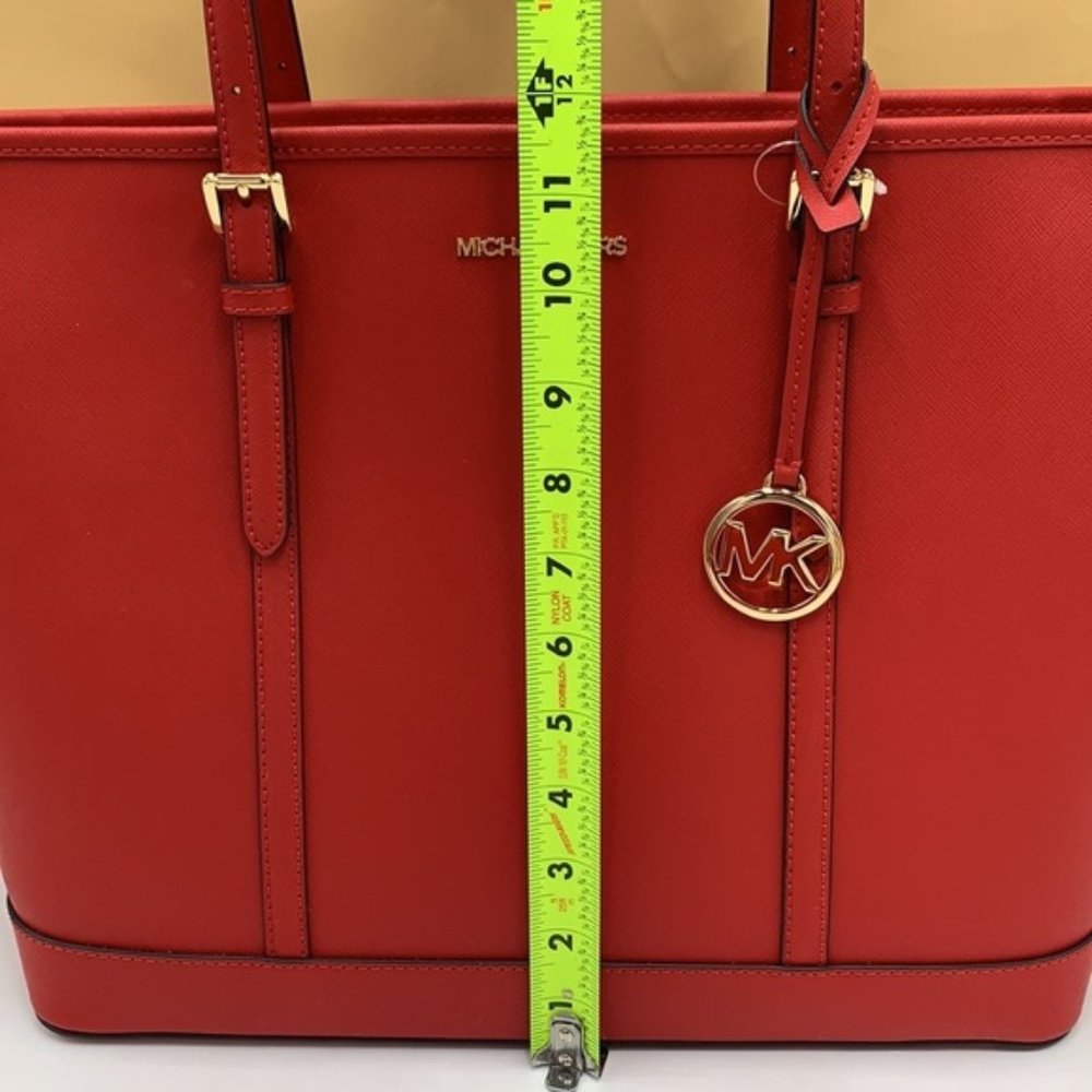 MICHAEL KORS JET SET TRAVEL LARGE TOP ZIP SHOULDER TOTE FLAME - Picture 7 of 16